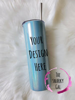 20oz White, Purple or blue Glitter Sublimation Skinny Tumbler